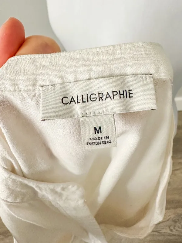 Anthropologie Calligraphie White Linen Shirt - Image 3