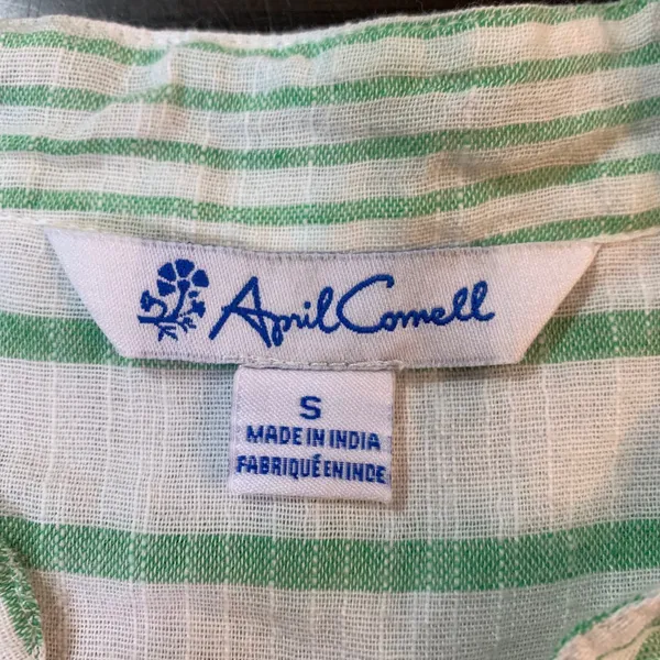 April Cornell Striped Button Down Tunic‎ Top Boho Gauze Womens S Semi Sheer READ - Image 3