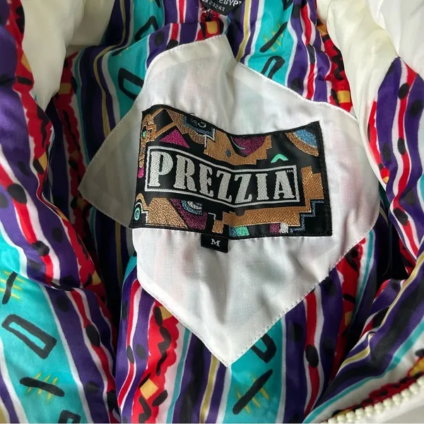 Vintage 90’s Puffer Ski Suit Jacket Prezzia Coat Funky Art to Wear Size Medium - Image 4