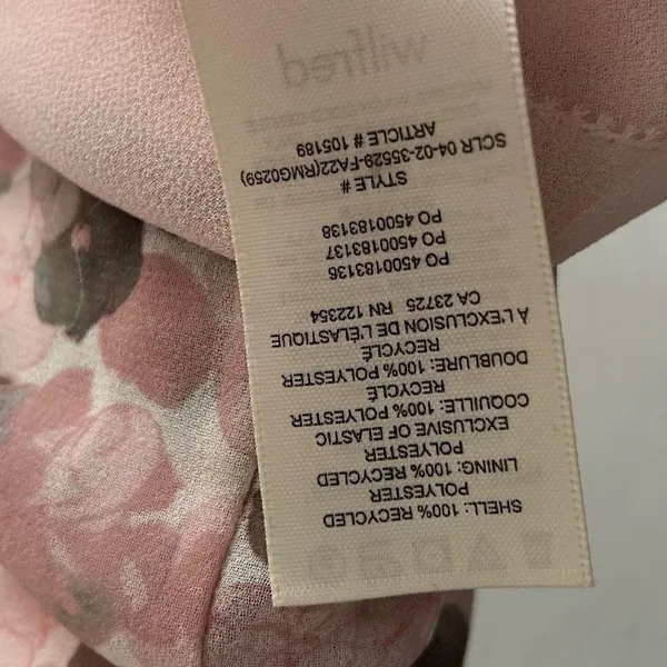 Aritzia Wilfred Wuthering Puff Sleeve Chiffon Blouse Pink/Bitter Sage 2XS NWT - Image 4