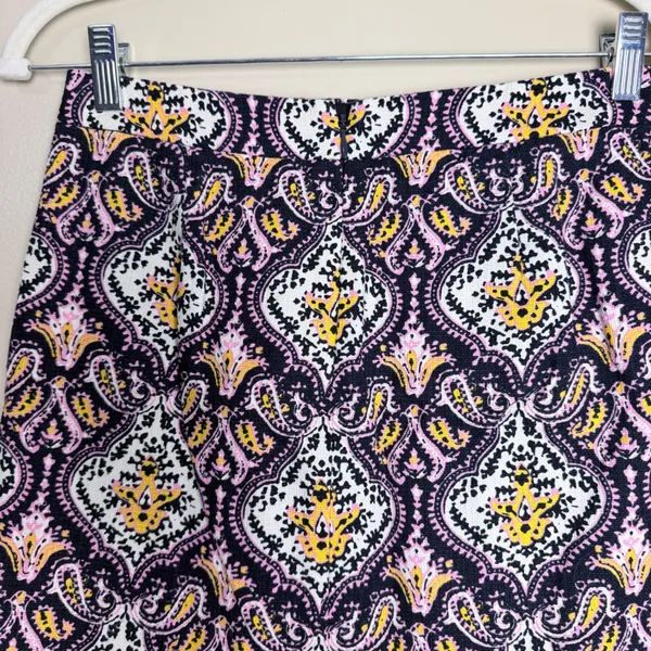 J.Crew Pencil Skirt Boho Paisley Damask Cotton Lined Pink Women Size 0 Cotton - Image 10