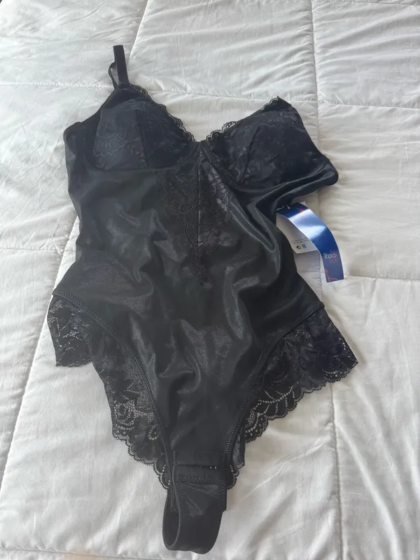 New TROPICA LOVE Shimmer Lace Bodysuit for Women Thong Tummy Control V-Neck Sexy Shapewear Top - Image 2
