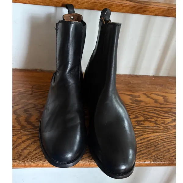 Frye Melissa Chelsea Black Leather Ankle Boots 6B 3475453 Stacked Heel - Image 3
