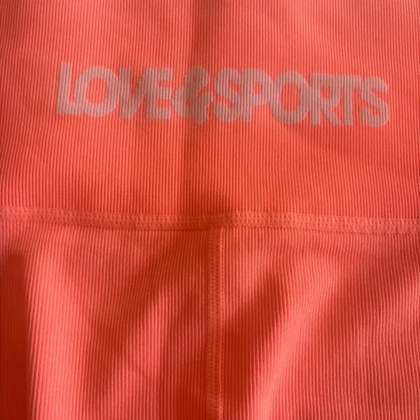 LOVE&SPORTS Neon Orange Athletic Gym‎ Shorts Spandex, High Rise Like New XL - Image 3