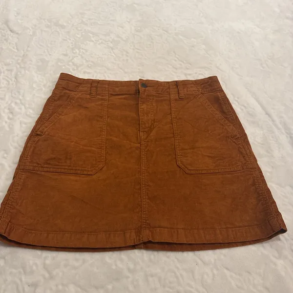 Old Navy Skirt Women 12 Brown Corduroy Cotton Stretch Zip - Image 4