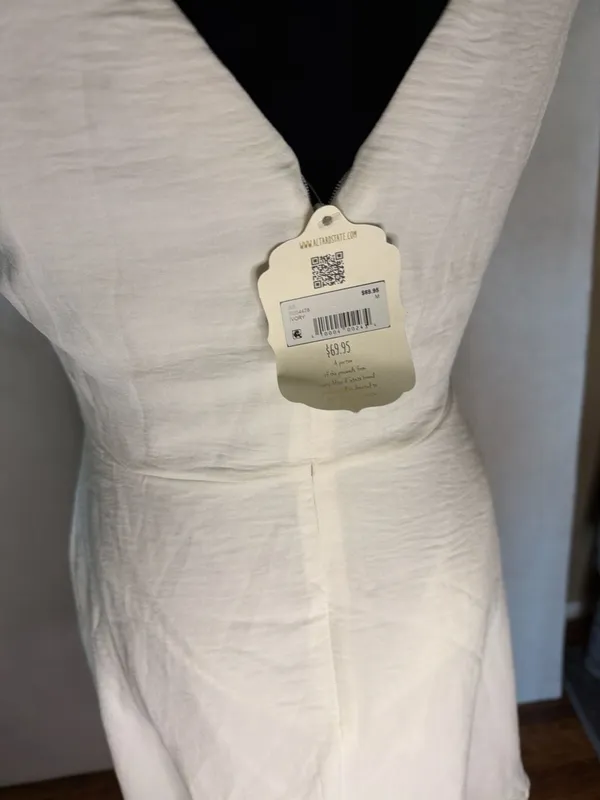 NWT Altar'd State Ivory Tie-Shoulder V-Neck Mini Dress - Image 3
