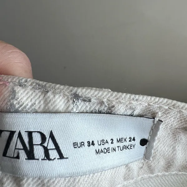 Zara silver metallic coated boyfriend fit straight leg jeans size 2 - Image 15