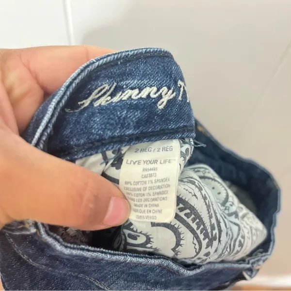 American Eagle 77 Skinny Distressed Jeans Low Rise Blue Size 2 Regular - Image 7