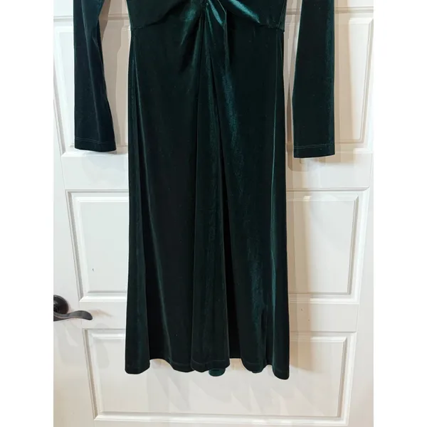 Eliza J Green Dark Velvet Dress Ruched Front Size 2 Fairy Grunge Goth Holiday - Image 4