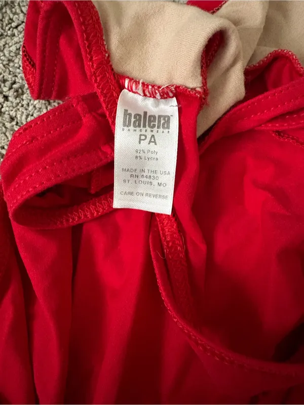 Balera Red Halter Ballet Leotard with cut outs on back Size XS - Image 3