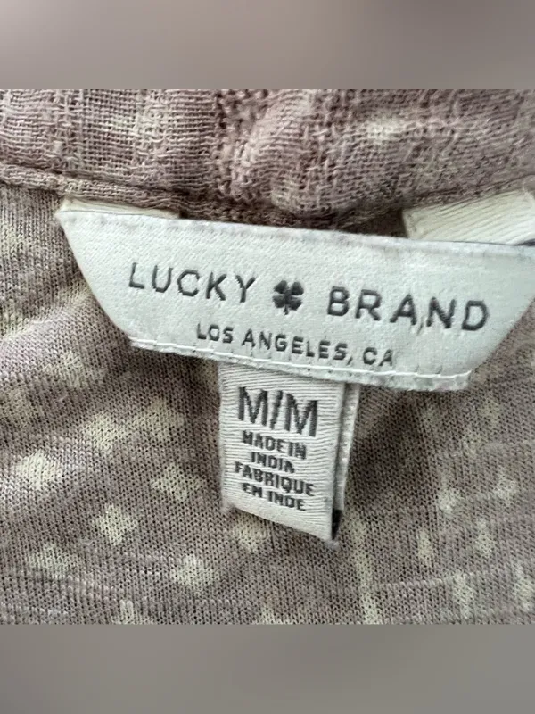 Lucky Brand Long Sleeve Button Down Boho Mauve/Tan Top size M - Image 2