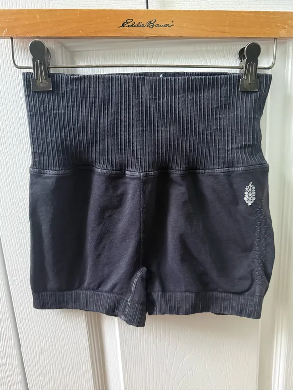 Free People Movement Good Karma Running Shorts in Black/Gray - Image 2