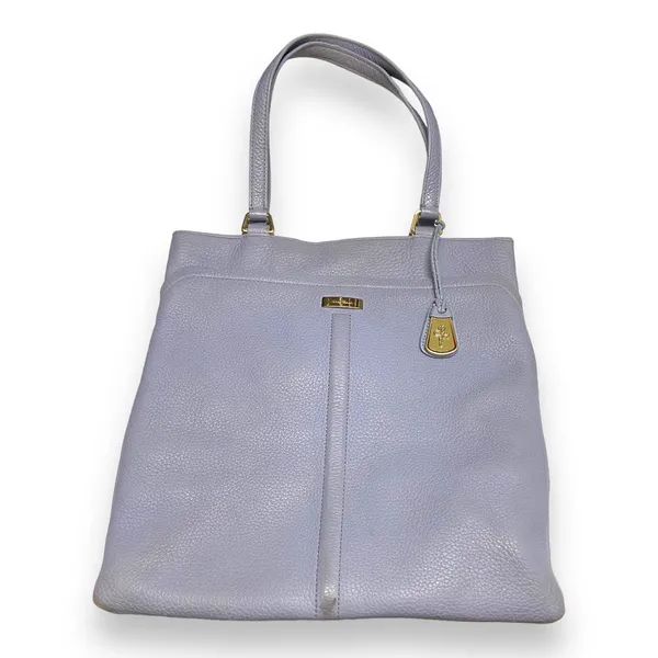 Cole Haan Village II Marcy Market Tote Bag Purse Pebbled Leather‎ Light Blue - Image 3