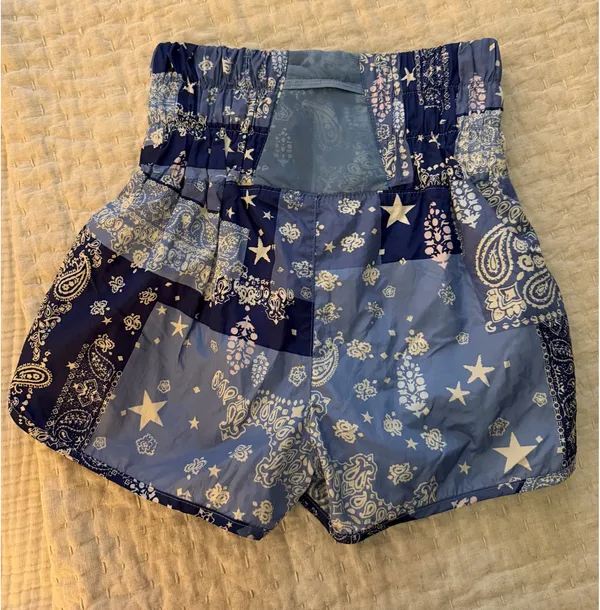 Free People Movement Blue patterned high waisted shorts - Image 2