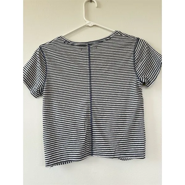 Abercrombie & Fitch Women's‎ Striped Crop Top Black V-Neck Size S - Image 4