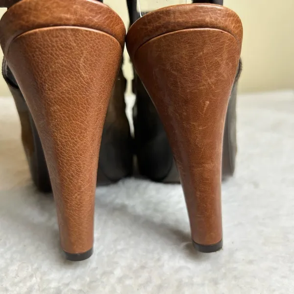 Donald J Pliner Heels Womens 10 Saddle Vishad Open Toe Distressed Leather‎ - Image 7