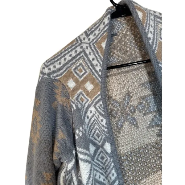 Charlotte Russe Gray Multi Waterfall Open Front Cardigan Women Sz M - Image 6