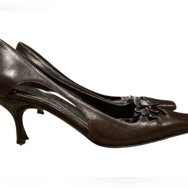 Kate Spade New York Brown Leather Square Toe Vintage Pump - Image 3