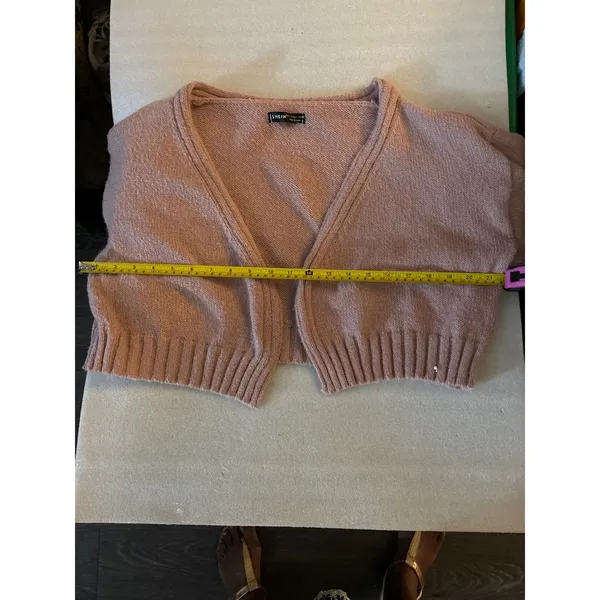 SHEIN Pink Open Front Cropped Cardigan L Casual Classic Preppy Spring Barbiecore - Image 5