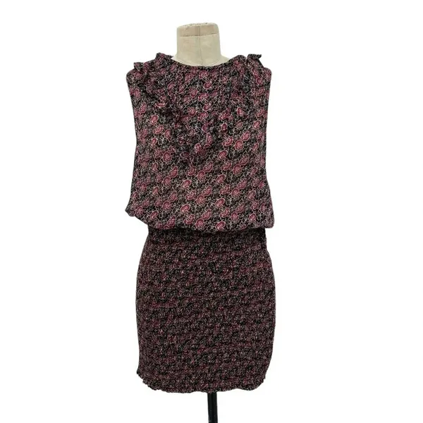Free People‎ I'm Your Favorite Mini Dress Plum Floral Smocked Size Medium - Image 3