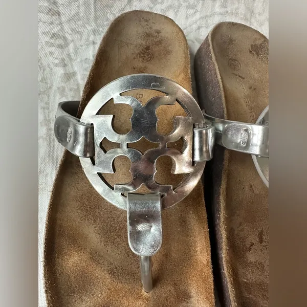 Tory Burch Silver and Brown Sandals - Image 3