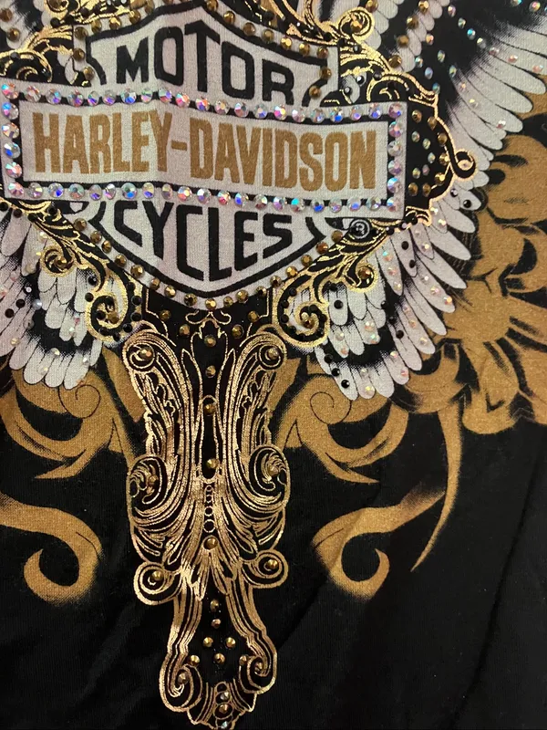 Harley-Davidson Women's Black Embellished Long Sleeve Scoop Neck Tee - Image 6