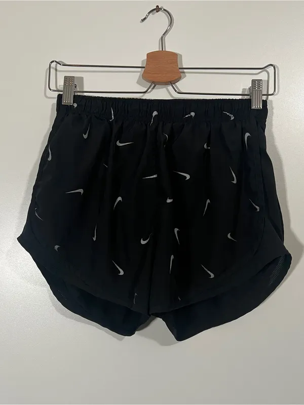 Nike Logo Tempo Running Shorts Sz Medium Black and Silver Brief-Lined - Image 4