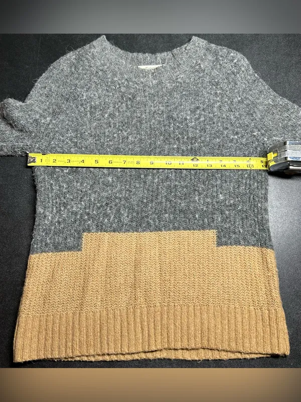 Madewell Women's Size Small S Color Block Gray Brown Wool Alpaca Blend Sweater - Image 3