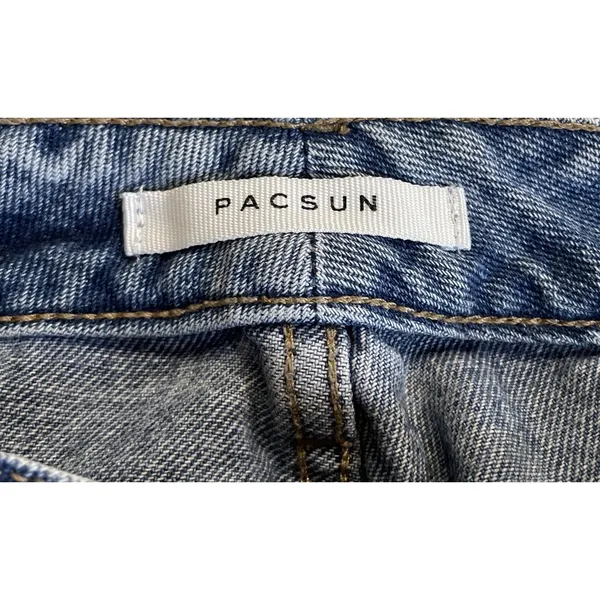 PacSun Womens 25 Blue Mom Jean‎ Thrashed High Waisted Straight Leg Denim Preppy - Image 7