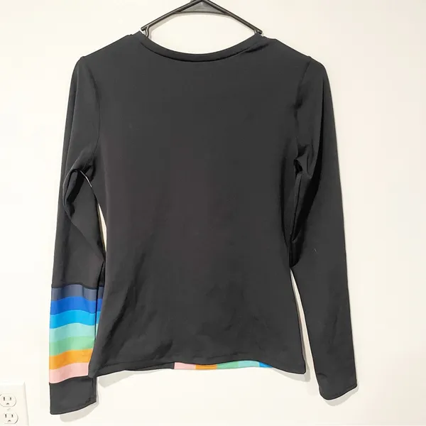 Free People Movement Size Small Rainbow Runner Shirt‎ Navy Athletic - Image 4