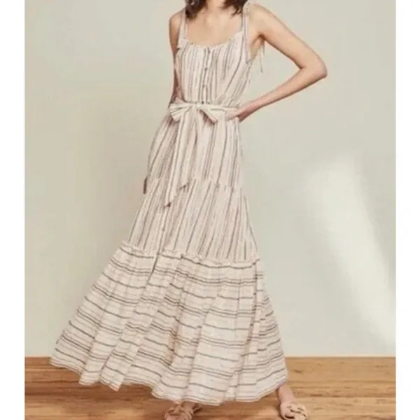 Veronica Beard‎ Michi Metallic Stripe Maxi Dress Elegant Occasion Size Large - Image 10