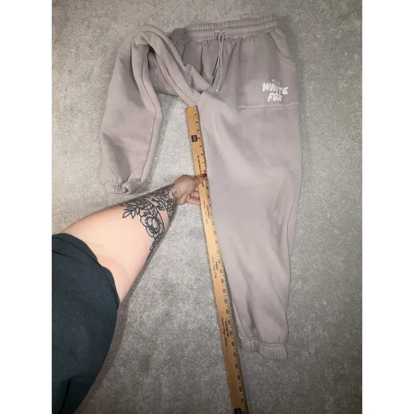 WHITE‎ FOX VOL. 3 Womens Greige Off Stage Sweatpants White Words Small Pockets - Image 8