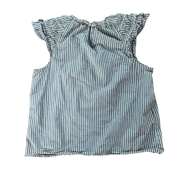 J.Crew Striped Ruffle Flutter Sleeve Cotton Blouse | Women's Medium - Image 3