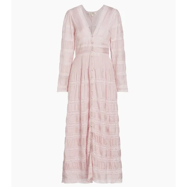 LoveShackFancy Ellitia Dress Victorian Lace Maxi Light Lilac Viscose US 0 NWT - Image 5