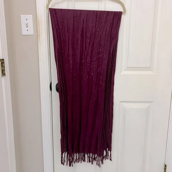 Purple Sequined Pashmina with Fringe - Image 4