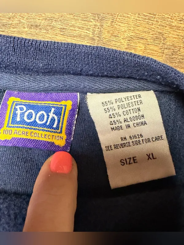 Vintage 90s POOH Disney Tigger Sweatshirt Womens XL Embroidered Navy Blue - Image 8