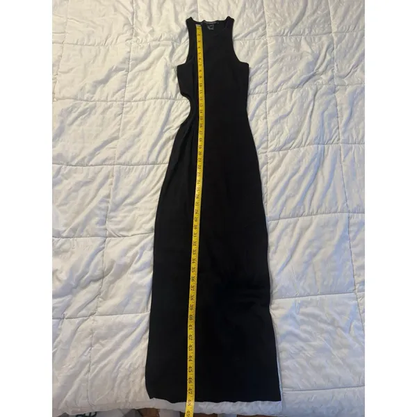 French Connection Black Maxi Dress Side Cutout Sleeveless Ribbed XS - Image 7