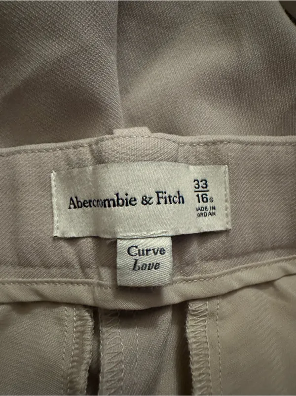 Abercrombie curve love sloane tailored pant beige 33P 16 SHORT wide leg trouser - Image 2