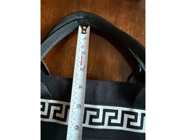 Versace Fragrances Black Tote Bag with Greek Key Pattern - Image 10