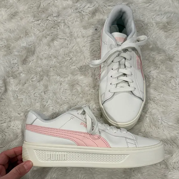 Puma Smash Platform V3 Retro Women's White and Light‎ Pink Sneakers Size 7.5 - Image 3