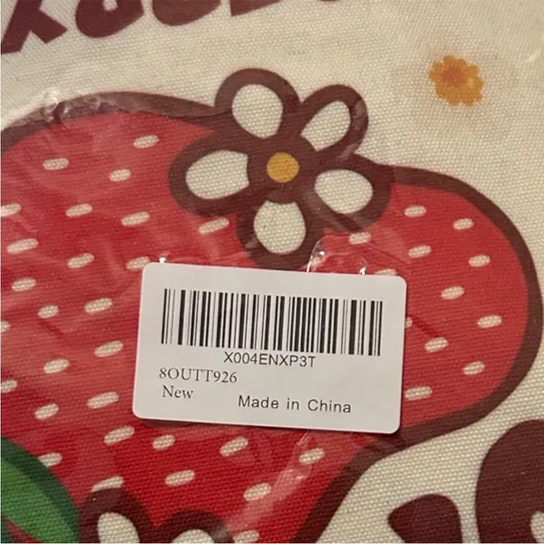 Strawberry Festival Graphic Canvas Tote - Cream with Red & Green - Image 2