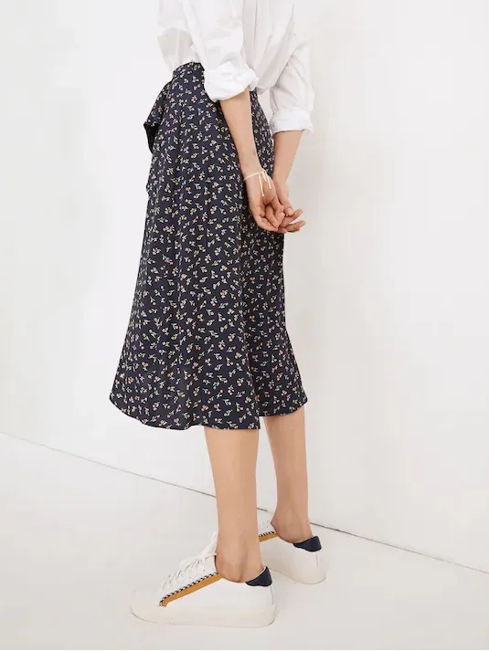 MADEWELL Ruffle Wrap Midi Skirt in Spring Fling, 10, Feminine Floral Cottagecore - Image 2