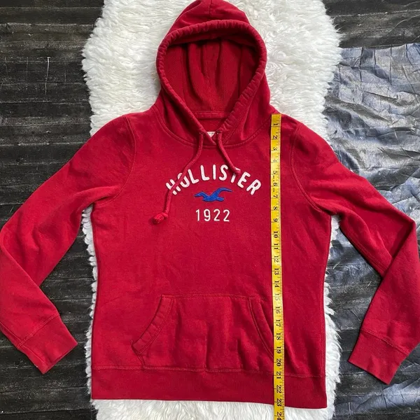 Hollister Red Hoodie Long Sleeve Pullover Y2k Grunge Streetcore - Image 8