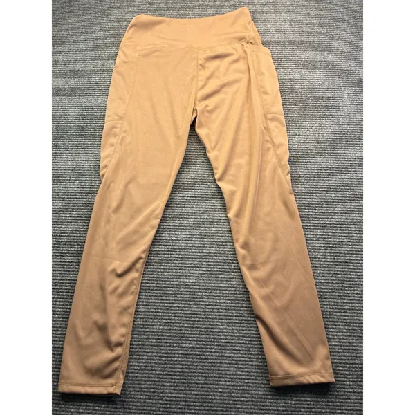 Womens Tan High Waisted Athletic Leggings‎ with Side Pockets Size Large Camel - Image 8