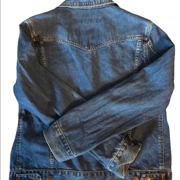 Abercrombie & Fitch Classic Trucker Jean Jacket Blue Sz. L Flap Button Pockets - Image 5