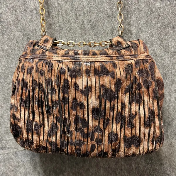 Chico's Animal Print Crossbody Bag Chain Strap Purse Faux Leather Fringe‎ - Image 16