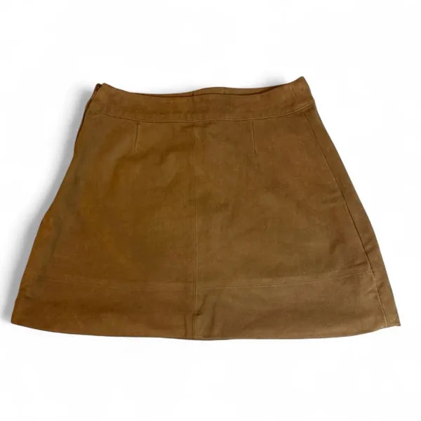Abercrombie and Fitch Brown Faux Suede Mini Skirt Lace-up Front Size 2 - Image 2