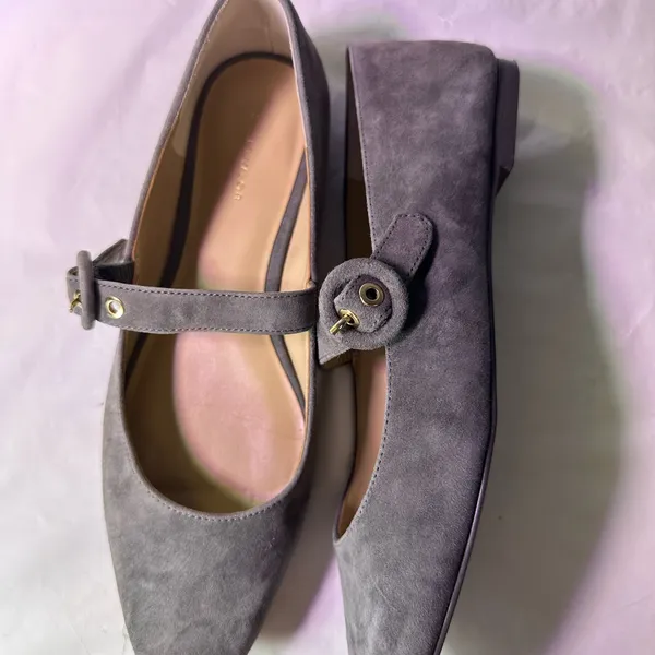 Ann Taylor Factory Gray Suede Flats with Buckle - Image 15