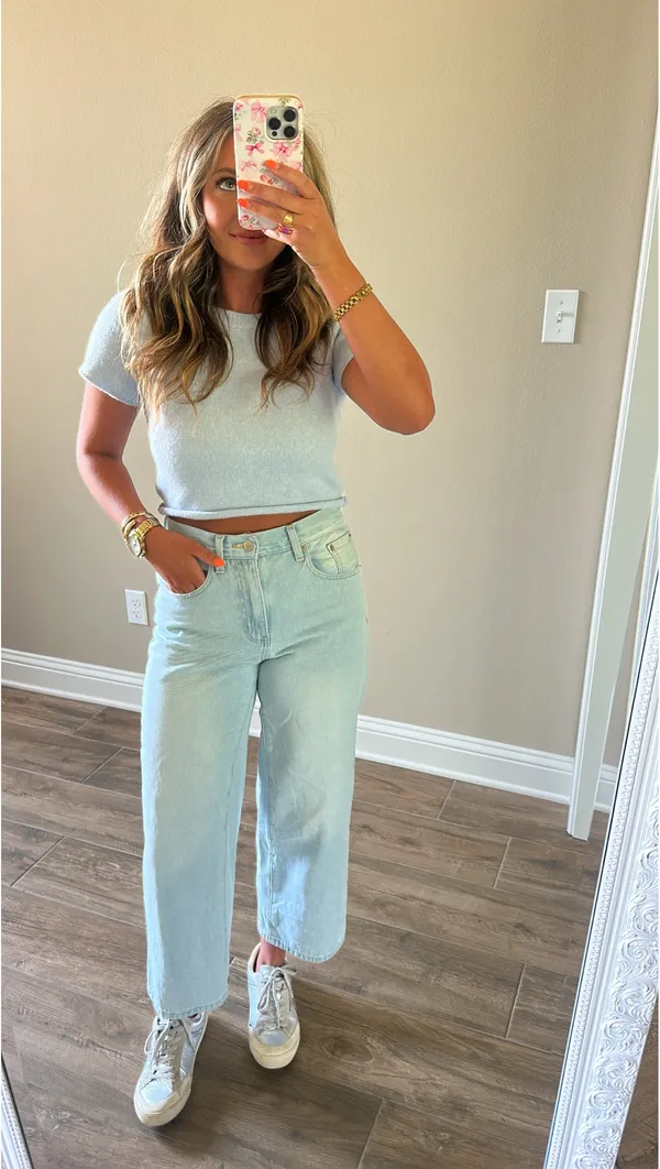 Cropped Sweater Top Gray - Image 2