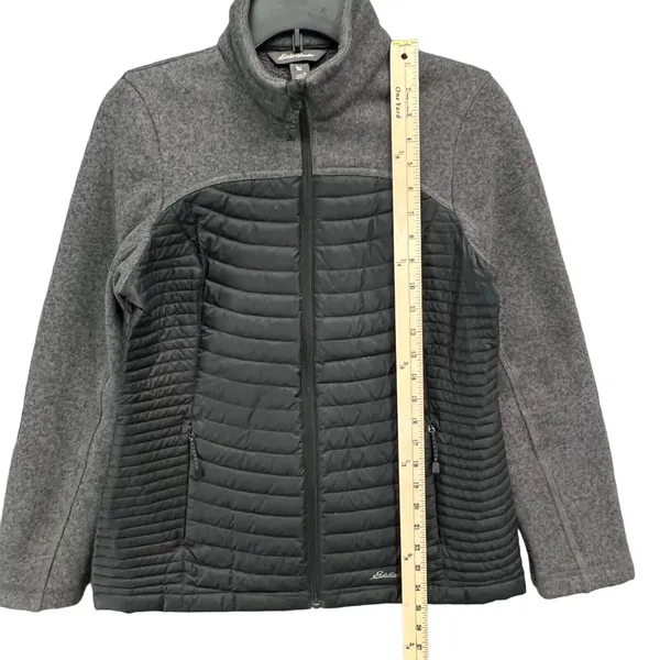 Eddie Bauer Jacket Womens S‎ Gray Black Down Fleece Puffer Insulated Full Zip - Image 7